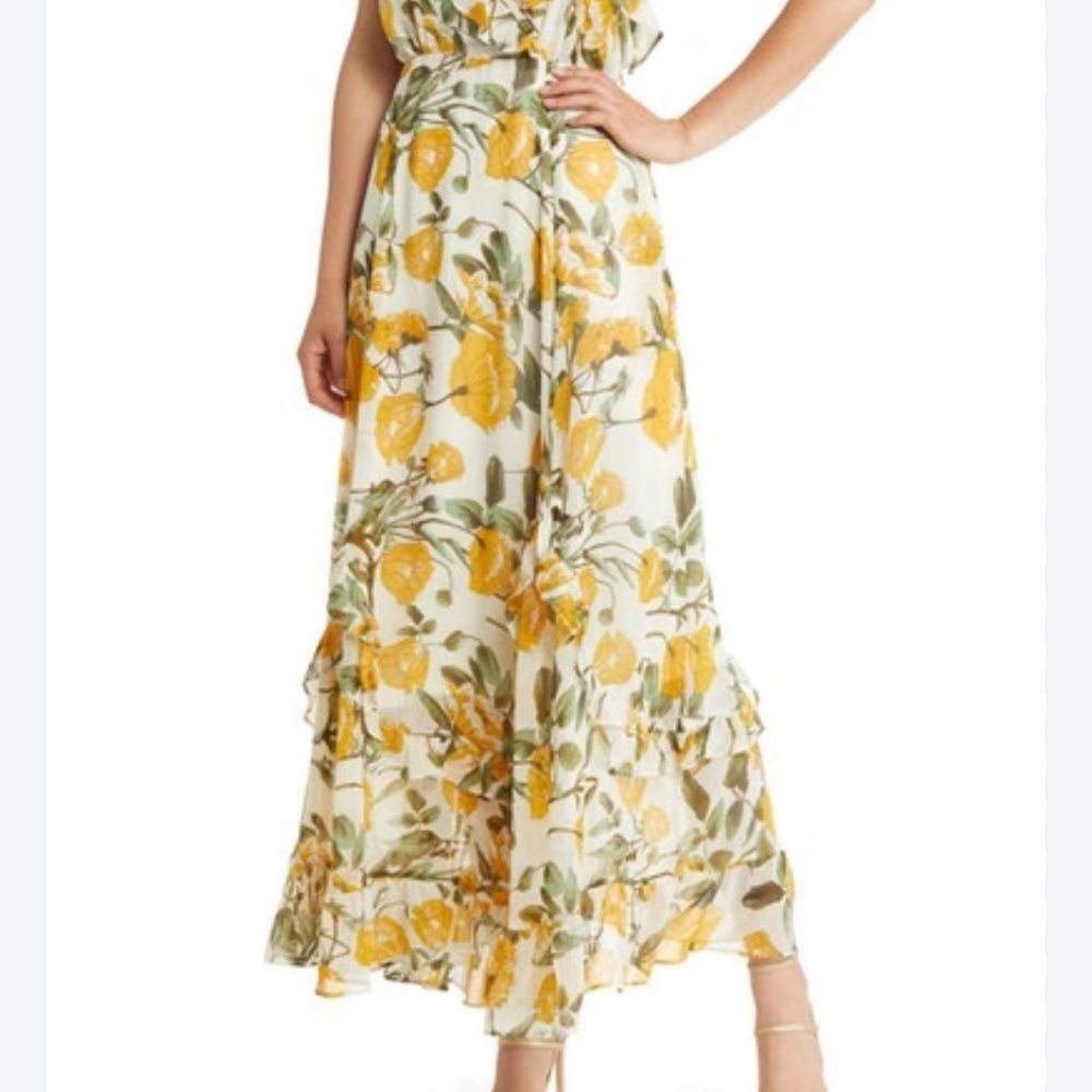 MELLODAY Yellow Floral Maxi Dress